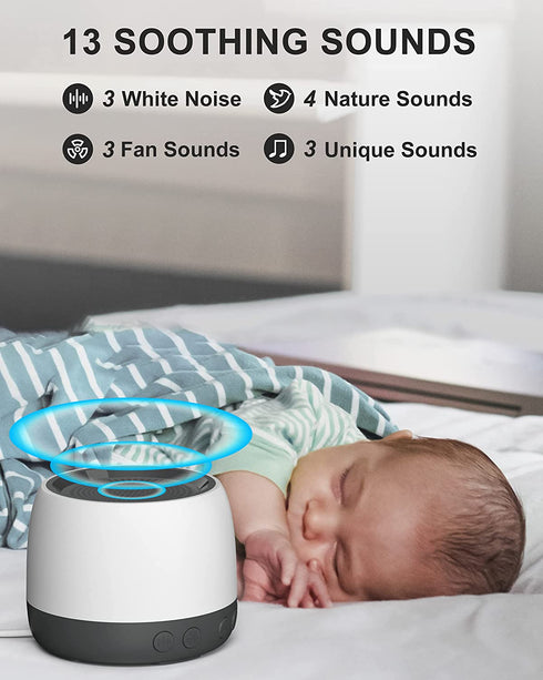 elesories White Noise Machine, Small Sound Machine for Adults Baby Sleeping, Also Be Used as a Wireless Speaker for Home, Office Privacy | Nursery | Travel | 13 Soothing Sounds