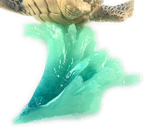 Aint It Nice Sea Turtle Green Swimming On Wave Marine Ocean Life Beach Themed Gift Decor Statue Figurine Collectible, 5 X 4.5 X 3 inches