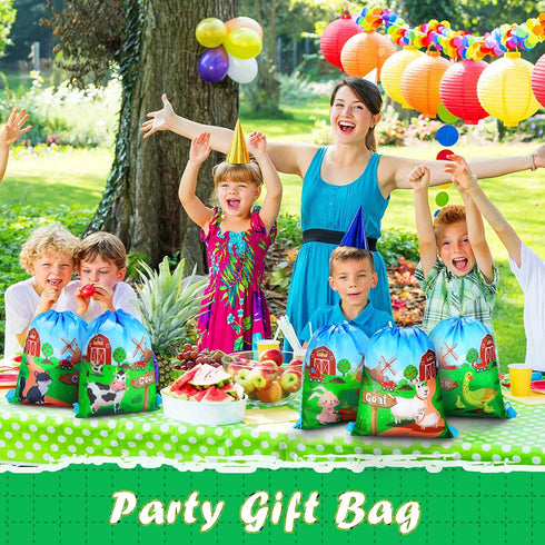 12 Packs Farm Animal Party Favor Bags Gift Bags Farm String Bags Farm Animal Birthday Party Supplies Barnyard Birthday Party Supplies Farm Party Favors for Kids Birthday Party