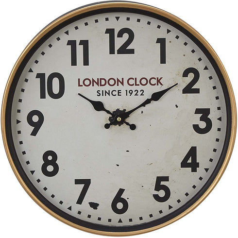 Deco 79 52584 Wall Clock, White/Oak Brown/Black/Red/Brass