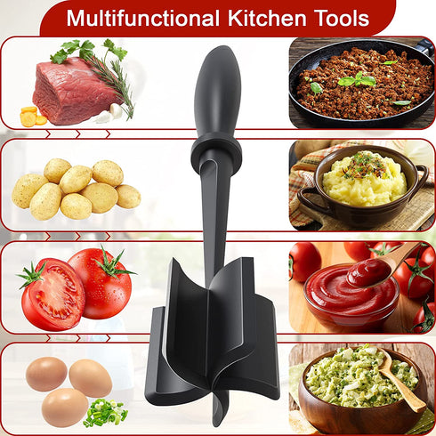 2 Pcs Meat Chopper, Upgrade Hamburger Chopper, Premium Heat Resistant Meat Masher for Hamburger Meat, Ground Beef Smasher, Nylon Meat Smasher Tool, Non Stick Mix Chopper, Hamburger Smasher Safe