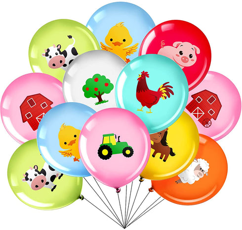36 Pieces 12 Inch Farm Animal Balloons, Pig Cow Sheep Latex Balloons Tractor Barnyard Animal Farmhouse Party Decoration for Kids Baby Shower Farm Animal Themed Birthday Party Favors Indoor Outdoor