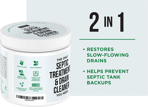 Drain and Septic Tank Cleaner Treatment - Natural Rapport - Professional Strength Holding Tank & Drain Cleaner For Home and RV (Liquid & Packets) (12 Count)