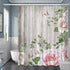 Rustic Floral Shower Curtain Watercolor Pink Rose Butterfly Bath Curtain Farmhouse Wooden Plank Country Fabric Bathroom Shower Curtain