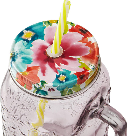 The PioneerWoman Sunny Day Mason Jar Drinking Glass With Lid