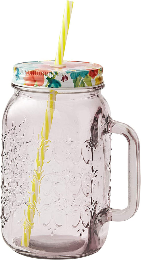 The PioneerWoman Sunny Day Mason Jar Drinking Glass With Lid