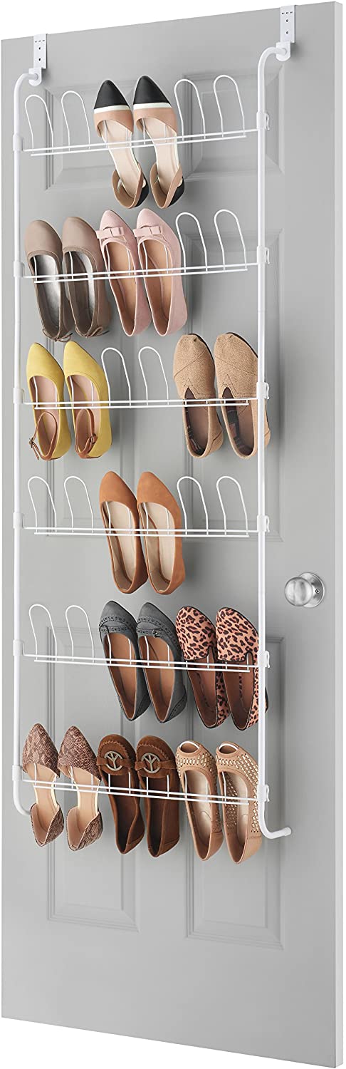 Whitmor 18-Pair Over The Door Shoe Rack, Unisex, White