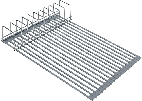 iPEGTOP Roll Up Dish Drying Rack with 304 Stainless Steel Plates Holder Pot Lid Organizer, Over the Sink Kitchen Foldable Multipurpose Dish Drainer Rack for Fruits Vegetable,16.9" x 12.6"