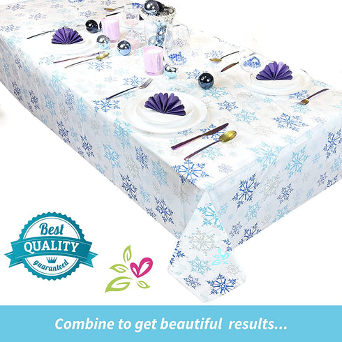 Decostyle, 6 Pack Premium Disposable table cover, Frozen, elsa, Snowflake, crystal, parties, Winter theme, Plastic, Birthday Party, Rectangular decorations, Tablecloth, table cloths 54 Inch x 108 Inch
