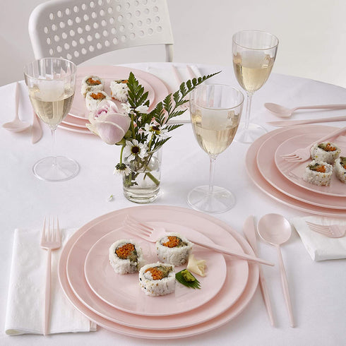 DISPOSABLE PLASTIC DESSERT PLATES | Opulence Blush | 20 pc - 7.5?