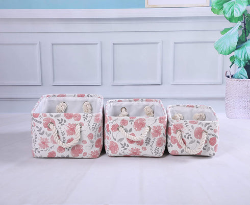 MAIZMZ Rectangular Storage Basket Collapsible Organizer Bin Thick Toy Box for Organizing Home/Dorm/Kitchen/Pet/Office/Closet/Shelf/Gift Baskets(rose)