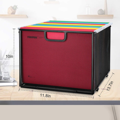 Hanging File Folder Organizer, Mesh Metal File Organizer Box Office Filing Crate Folder Holder Storage Box, Letter Size, Black