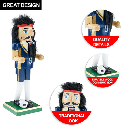 Clever Creations Soccer Player 10 Inch Traditional Wooden Nutcracker, Festive Christmas D©cor for Shelves and Tables