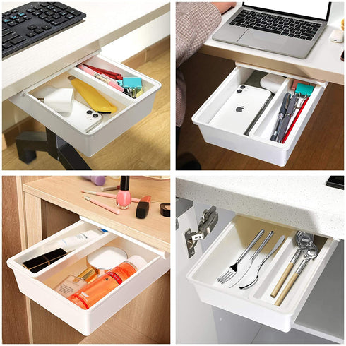 Under Desk Drawer Self Adhesive Hidden Under Desk Storage Drawers Desk Organizer Hanging Under Table Pencil Slide Out Holder Tray under Standing Desk Shelf