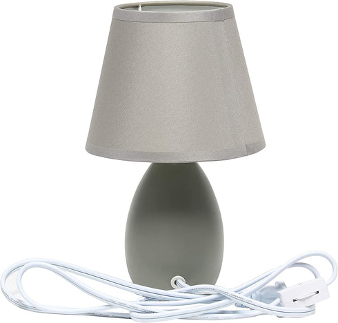 Simple Designs LT2009-GRY Mini Egg Oval Ceramic Table Lamp, Gray
