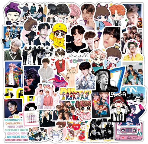 V-Harna BTS Vinyl Stickers Pack| 50Pcs Aesthetic Lovely Bangtan Sonyeondan Kpop V Jimin Jungkook Stickers for Laptop Phone Case Notebook Luggage Water Bottle - Waterproof Stickers Gift