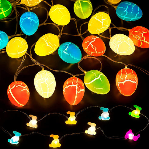 16.41ft 40 LEDs Easter Egg Bunny String Lights Decorations Rabbit Hanging Garland Indoor Outdoor Tree Party Decor(Batteries Not Included)