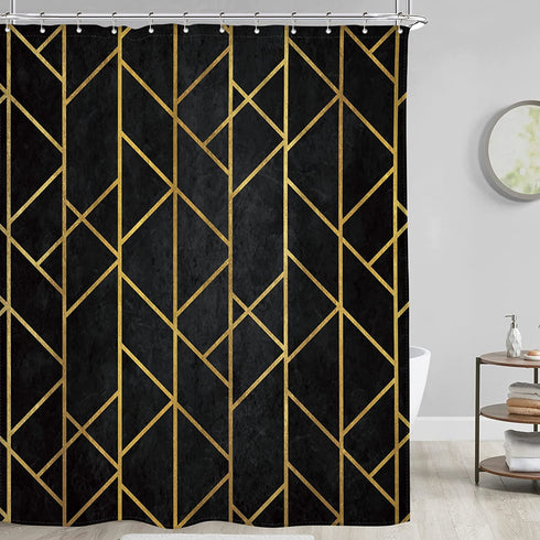 Riyidecor Chevron Black Stall Shower Curtain 60Wx72H Inch Herringbone Geometric Contemporary Wood Grain Striped Simple Modern Classy Neutral Dorm Decor Fabric Bathroom Set Polyester Waterproof