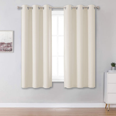 Cream Beige Curtain Panels 38 x 45 Inch Length Set of 2 Panels Light Beige Curtains for Living Room Solid Room Darkening Bedroom Curtains with Grommet Buttercream