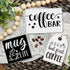 Coffee Bar Tiered Tray Decor Signs Set of 3, 3D Raised Wood Block with Buffalo Plaid Farmhouse Home Kitchen Coffee Decorations for Tray, Coffee Bar, Coffee Station, Shelf, Mantel (Tray Not Included)