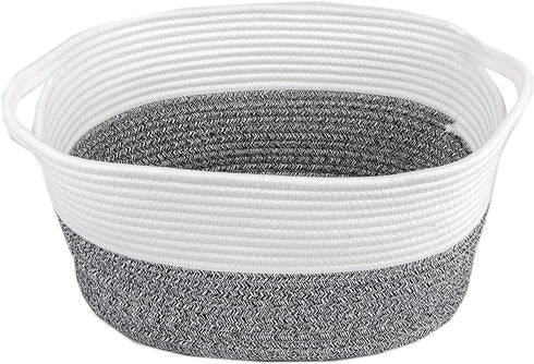 Clothes Towel Storage Basket Soft Nursery Cotton Rope Basket with Handles Toy Basket Shallow Cute Pet Toy Storage Bin Home Storage Woven Basket for Living Room
