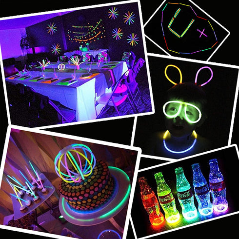 KarberDark Glowstick, (609 Pcs Total) 240 Glow Sticks Bulk 7 Colour and Connectors for Caps Bracelets Necklaces Balls Eyeglasses and More, Light up Toy Glow in The Dark Stick for Kid Party Birthday