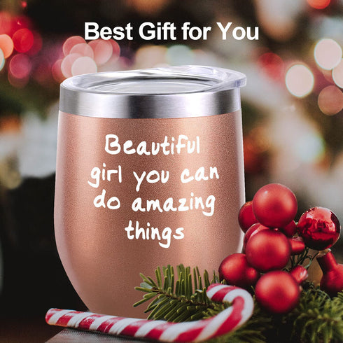Beautiful Girl You Can Do Amazing Things Tumbler Cup Encouragement Inspirational Gift for Women Daughter Sister Friend Colleague Christmas Birthday Present,gifts for women, gifts for mom