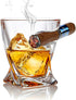 Whiskey Cigar Glass - Old Fashioned Whiskey Tumbler Glass With Side Mounted Cigar Holder - Scotch, Bourbon, Liquor - Christmas Gift - Dad, Grandpa, Husband