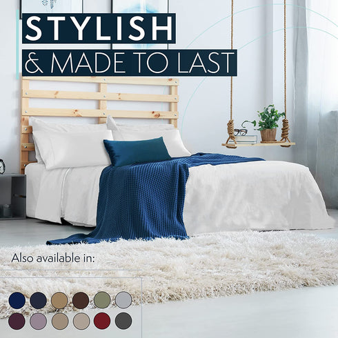 HC Collection Twin Size Sheets Set - Bedding Sheets & Pillowcases w/ 16 inch Deep Pockets - Fade Resistant & Machine Washable - 3 Piece 1800 Series Twin Bed Sheet Sets White