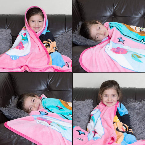 Franco Kids Bedding Super Soft Micro Raschel Throw, 46 in x 60 in, Disney Princess