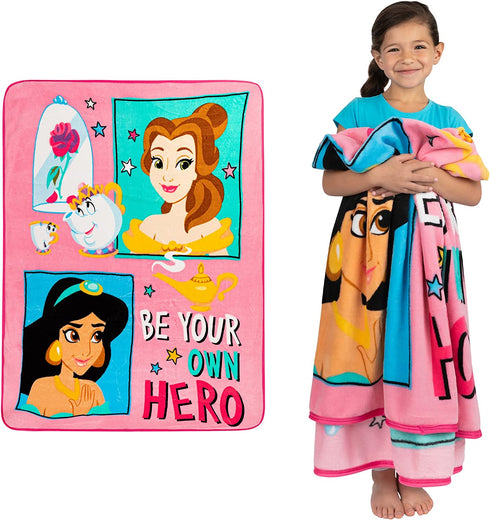 Franco Kids Bedding Super Soft Micro Raschel Throw, 46 in x 60 in, Disney Princess