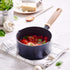 GreenPan Hudson Healthy Ceramic Nonstick, 1.75QT Saucepan Pot, Wood Inspired Handle, PFAS-Free, Dishwasher Safe, Black