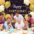 Happy Birthday Party Decorations, Extra Large Fabric Black and Gold Happy Birthday to You Sign Backdrop Banner Photo Booth Background for Indoor Outdoor Birthday Party Favor, 70.8 x 43.3 Inch