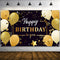 Happy Birthday Party Decorations, Extra Large Fabric Black and Gold Happy Birthday to You Sign Backdrop Banner Photo Booth Background for Indoor Outdoor Birthday Party Favor, 70.8 x 43.3 Inch
