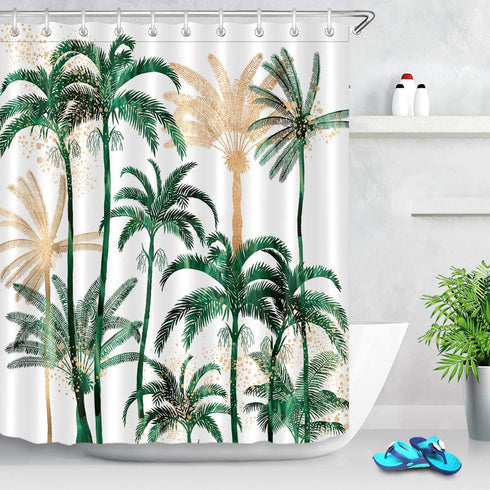 ECOTOB Palm Tree Shower Curtain for Bathroom, Tropical Hawaii Coconut Palm Trees Nature Paradise Plants Foliage Leaves Fabric Bathroom Decor Set with Shower Curtain Hooks, 72x72 Inch