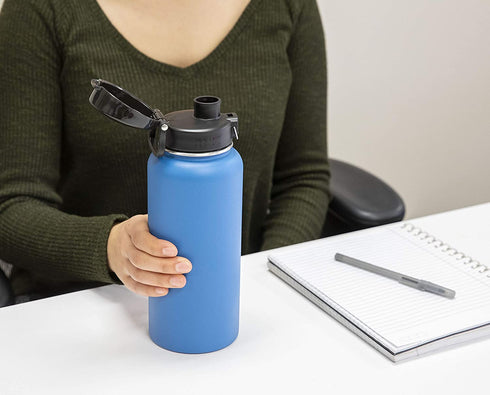 MIRA Stainless Steel Water Bottle - Hydro Vacuum Insulated Metal Thermos Flask Keeps Cold for 24 Hours, Hot for 12 Hours - BPA-Free One Touch Spout Lid Cap - 24 oz (710 ml), Space Blue