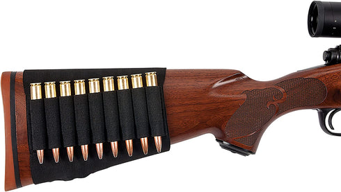 Allen Company Rifle Buttstock Shell/Cartridge Holder, Durable Elastic Loops Hold .270, 30.06, 6.5 Creedmoor, 7 mm (Fits Most Hunting Rifles), Black, 206