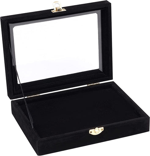 OLYCRAFT Velvet Pin Display Box Cabinet Brooch Collection Display Case with Clear Window Velvet Badges Display Box Disney, Hard Rock, Badges Collectible Pins and Medals - Black