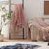 Sedona House Textured Throw Blanket Sharved Back Printing Sherpa Throw Blankets with Tassels (Light Tan)