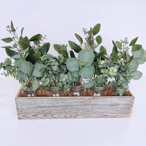 Mixed Eucalyptus Leaves Stems Bulk Faux Seeded Eucalyptus Leaves Sprays Artificial Silver Dollar Eucalyptus Leaves Stems for Floral Wreath Garland Bouquets Arrangement Wedding Greenery Decoration