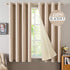 MIULEE Linen Textured Curtains for Bedroom Solid 100% Blackout Thermal Insulated Natural Beige Grommet Room Darkening Curtains & Drapes Luxury Decor for Living Room Nursery 52 x 54 Inch (2 Panels)