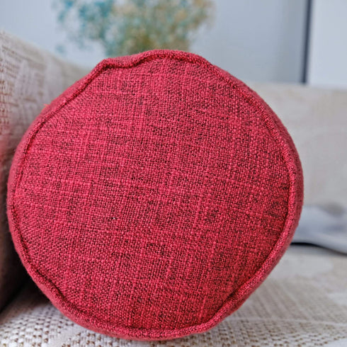 Round Neck Pillow Roll Cervical Support Pillows Neck Pain Relief Cylinder Bolster Pillows with Removable Washable Cover for Sleeping, Chair, Car, Sofa (1, Red)