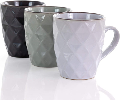 Elama Wave Series Mug Set, 12 oz, Assorted Grey 1