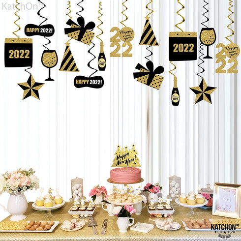 Happy New Years Hanging Decorations 2022 - Pack of 30, NO DIY | NYE Decorations 2022 | New Years Eve Party Supplies 2022 | Happy New Year Decorations 2022 | New Years Eve Decorations 2022 | NYE Decor