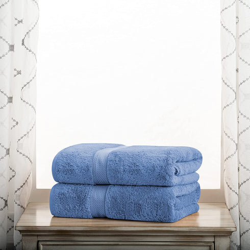 SUPERIOR Egyptian Cotton Bath Sheet Towels, Luxury, Large, Soft, Extra Absorbent, Quick Dry Towel Set for Body, Shower, Bathroom, Home Essentials, Decor, Pool, Spa, 2 Pieces, Denim Blue