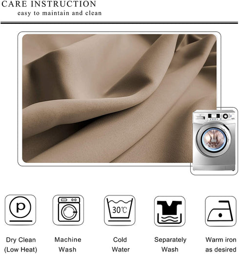 WONTEX Blackout Curtains Thermal Insulated Room Darkening with Grommet for Bedroom, 52 x 63 inch, Taupe, 2 Curtain Panels