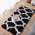 Carvapet Moroccan Shaggy Soft Faux Sheepskin Fur Area Rugs Floor Mat Luxury Beside Carpet for Bedroom Living Room 2ft x 4ft, White Strips on Black