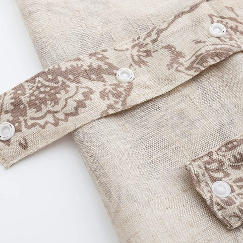 JINCHAN Valance Curtain Kitchen Farmhouse Window Valance for Living Room Linen Scroll Paisley Valance for Bedroom Bathroom Floral Printed Tie Up Small Valance 20 Inch 1 Panel Rod Pocket Taupe on Beige