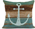 Emvency Set of 4 Throw Pillow Covers Summer Blue Ocean Theme Wood Grain Nautical Coastal Starfish Beach Navy Anchor Decorative Pillow Cases Home Decor Square 18x18 Inches Pillowcases