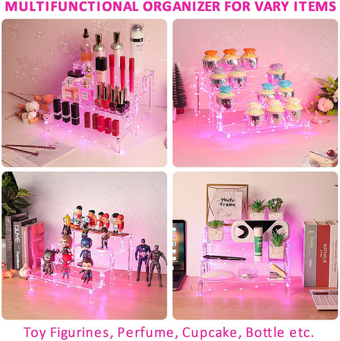 YestBuy Display Shelf Cake Stand 4 Tier Shelf Cupcake Stand Multifunctional and Durable Acrylic Stand Mounting Hardware Included Ideal for Desserts, Cosmetics, Glassware, Figurines